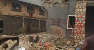 Demolition of a distressed building in Awka by the Awka Capital Territory Development Authority to avert disaster.