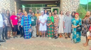 Group photograph of of participants at the press briefing in Awka