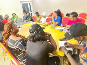 Group discussion of participants at the press briefing in Awka