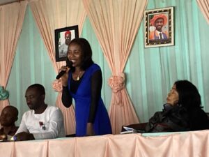 Sylvia Tochukwu-Ngige discussing her career as a journalist the the July Congress of Anambra State Council of NUJ.