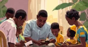 Nigerian parents and children doing reading and board games instead of phones during long Vacation