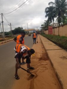 ACTDA officials cleaning environment during sanitation in Awka