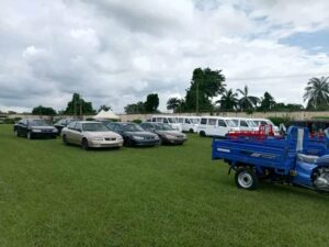 Cars on display for distribution during the empowerment.
